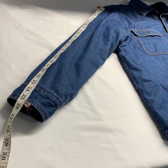 Roughshod Lined Trucker Denim Jean Shacket Jacket Size 46 Medium Blue Wash - Picture 12 of 12